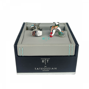 Manžetové knoflíčky Tateossian Kohout – Rhodium & Enamel
